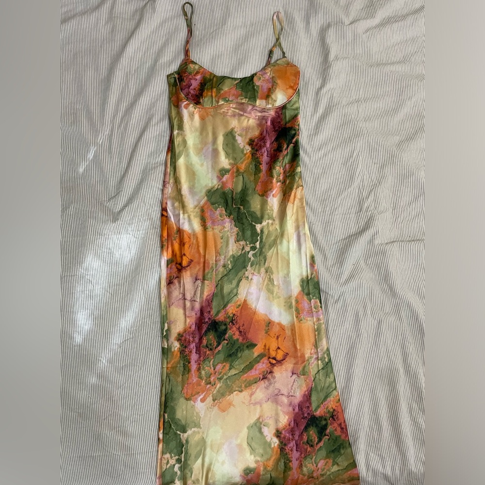 Multicolor satin womens dress Size S